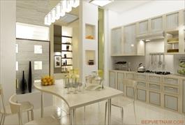 Tủ bếp cao cấp liền phòng ăn